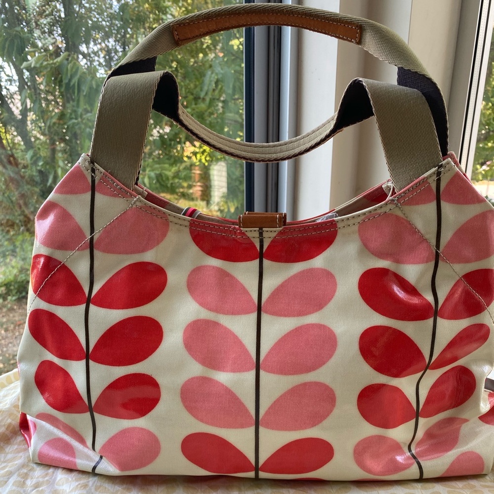 Orla Kiely Vintage Red Classic Iconic Stem Handbag Bag